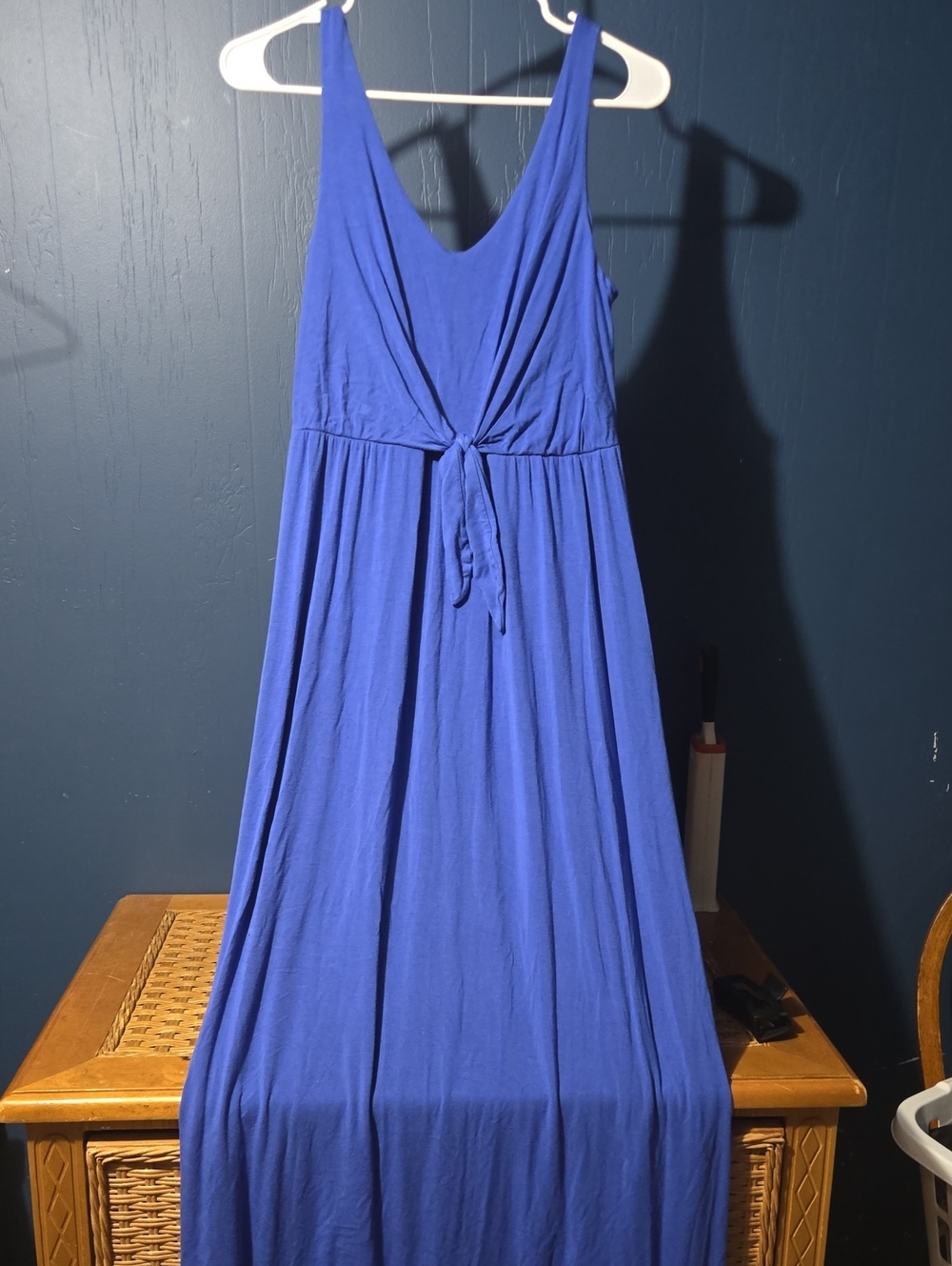 SO Royal Blue Tie-Front Sleeveless Maxi Dress